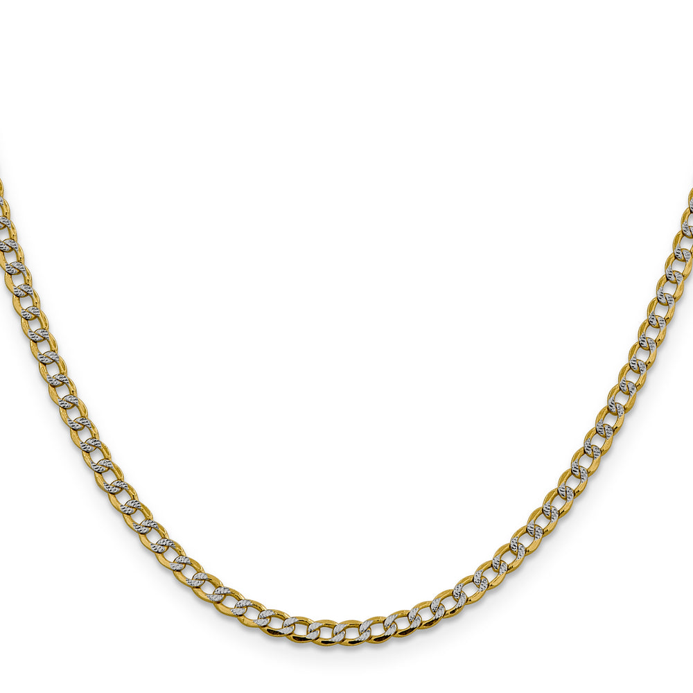 14k 3.4mm Semi-solid with Rhodium PavÃ© Curb Chain