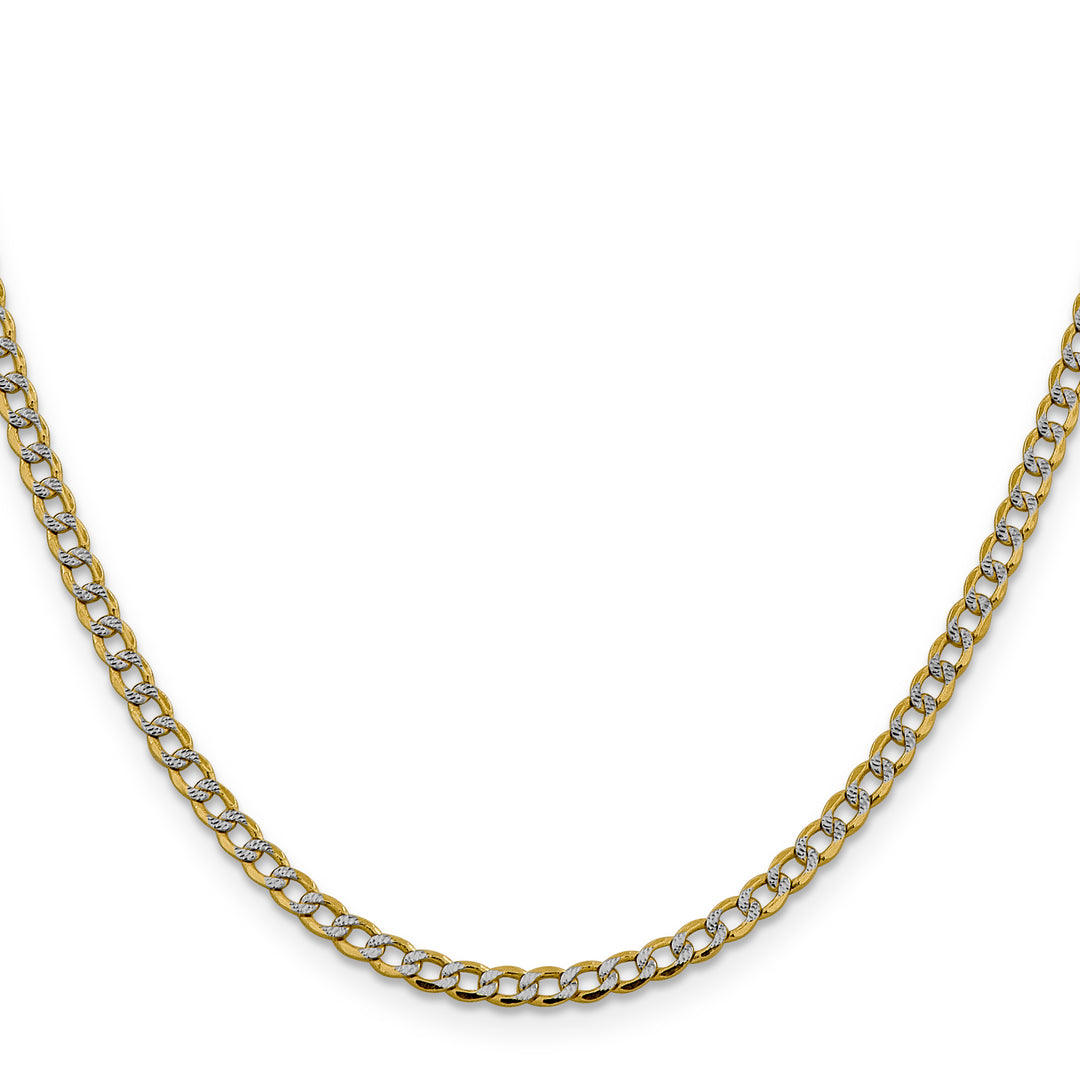 14k 3.4mm Semi-solid with Rhodium PavÃ© Curb Chain