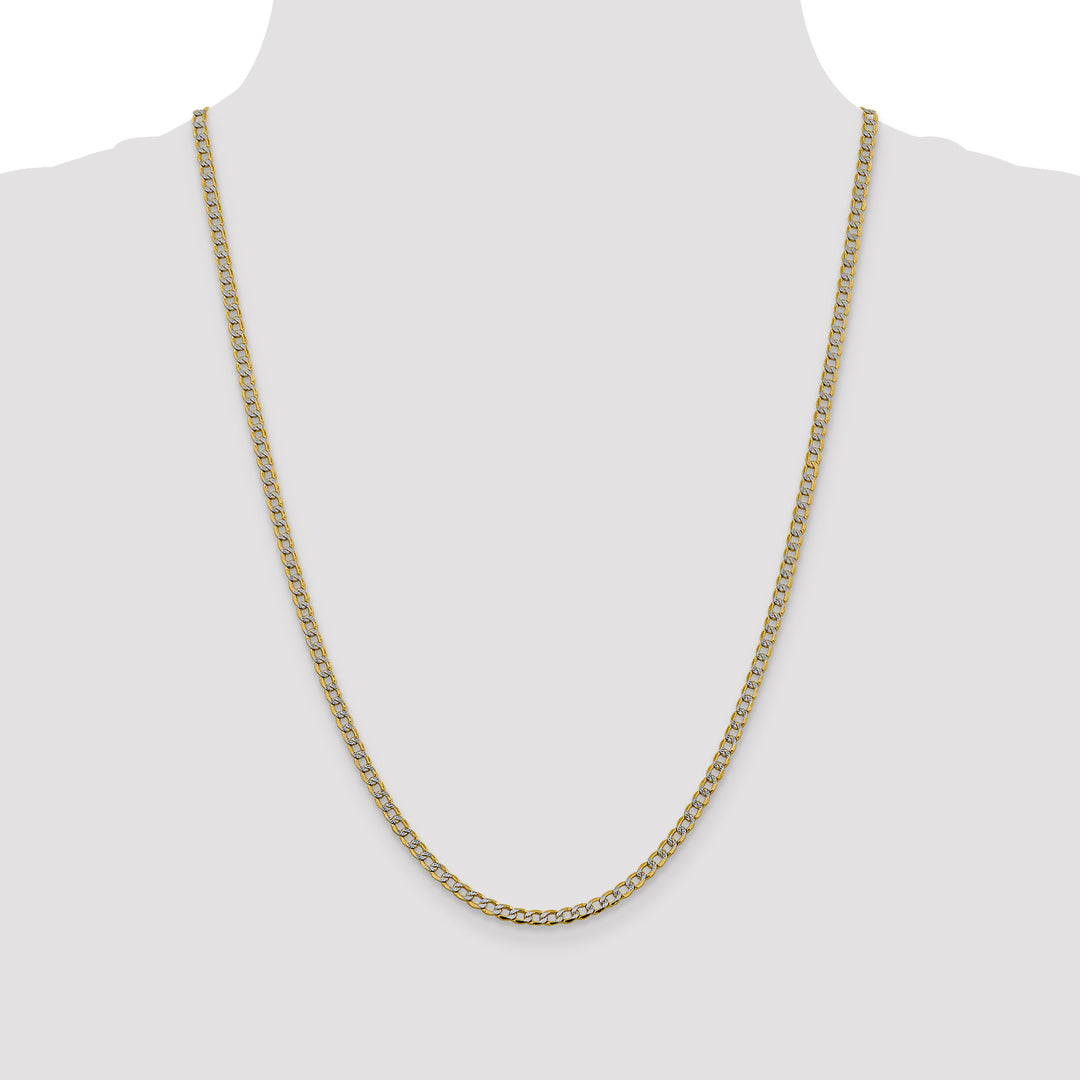 14k 3.4mm Semi-solid with Rhodium PavÃ© Curb Chain
