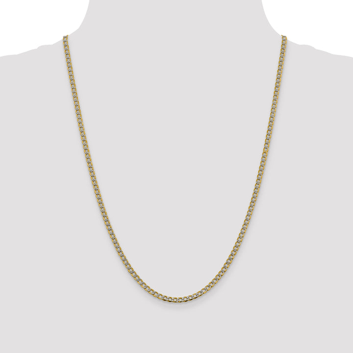 14k 3.4mm Semi-solid with Rhodium PavÃ© Curb Chain