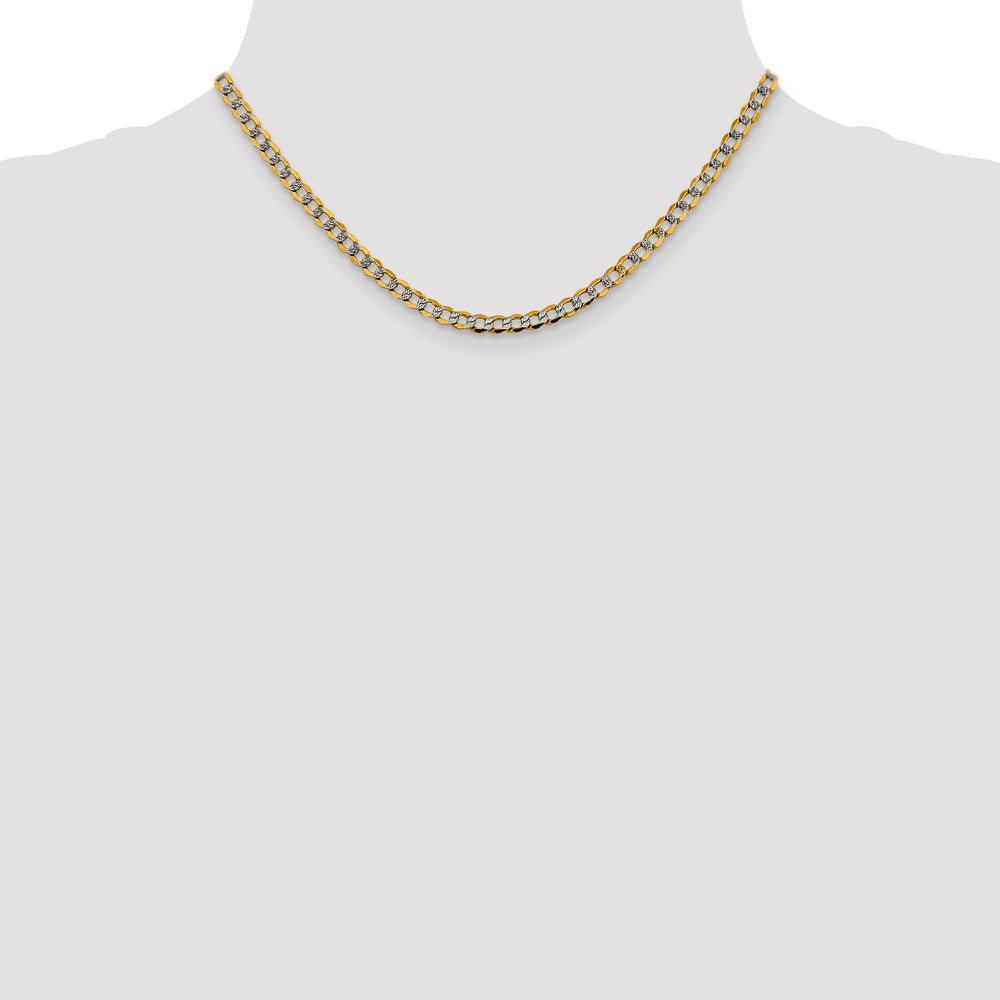 14k 4.3mm Semi-solid with Rhodium PavÃ© Curb Chain