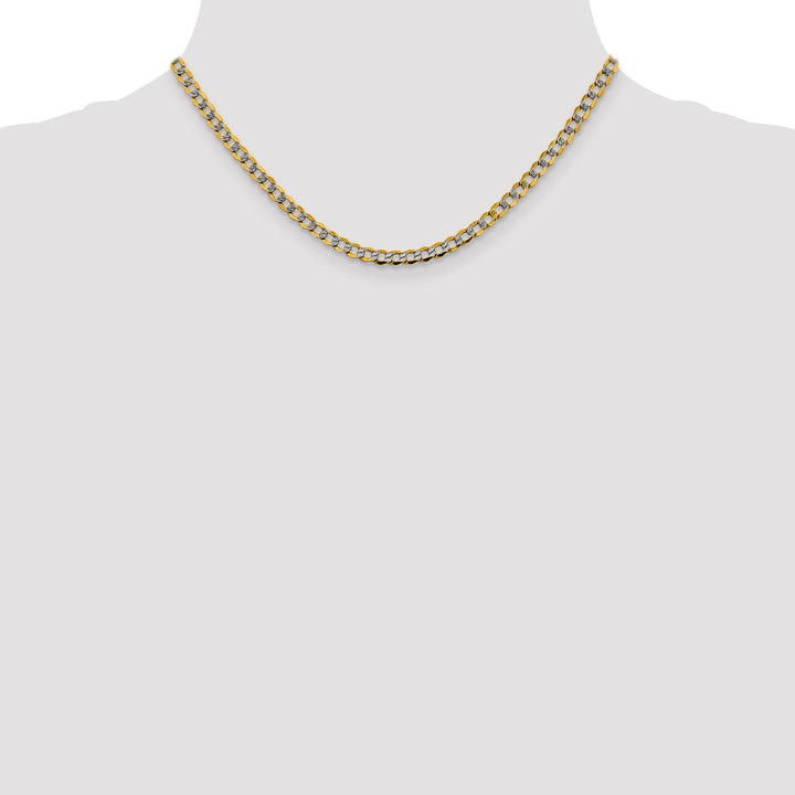 14k 4.3mm Semi-solid with Rhodium PavÃ© Curb Chain