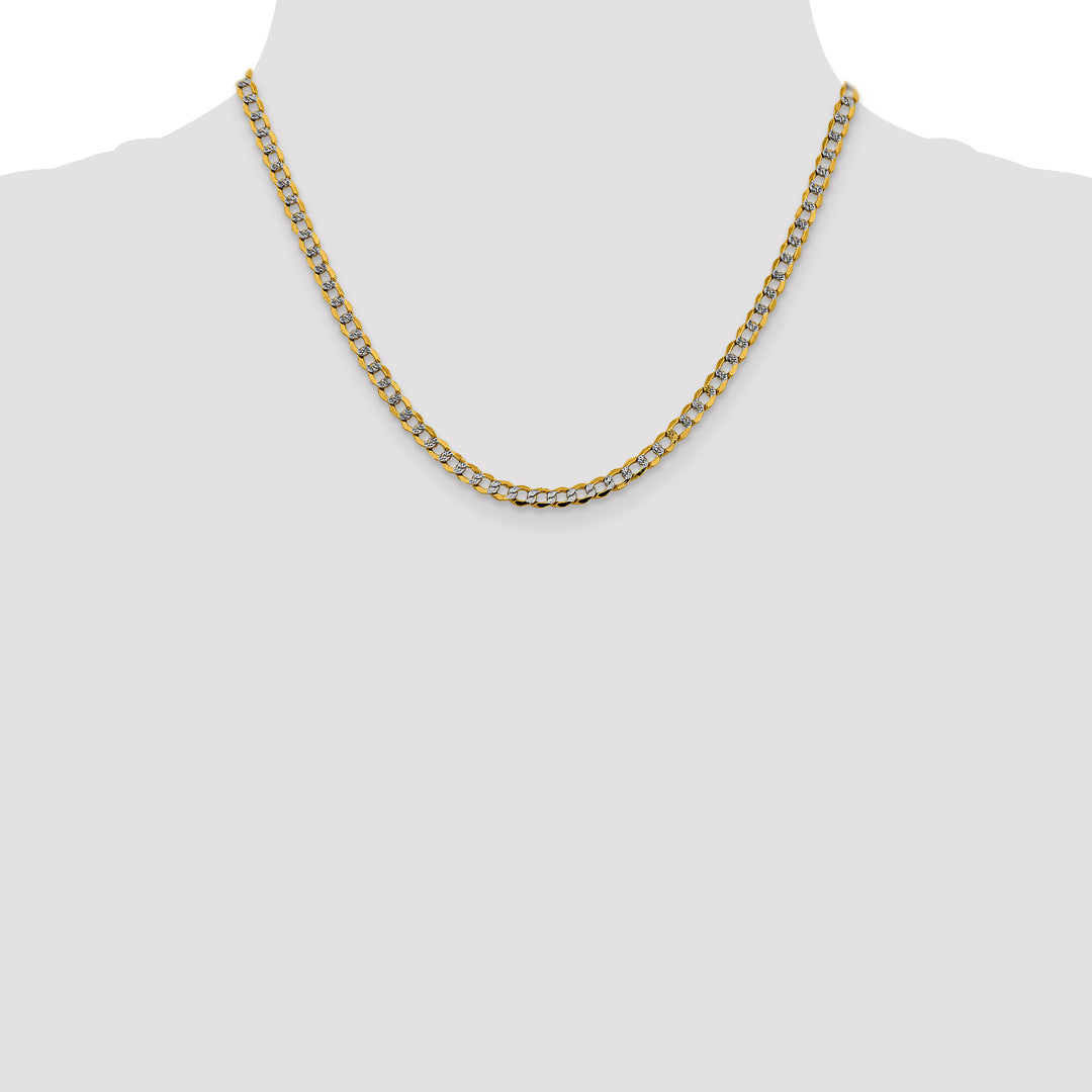 14k 4.3mm Semi-solid with Rhodium PavÃ© Curb Chain