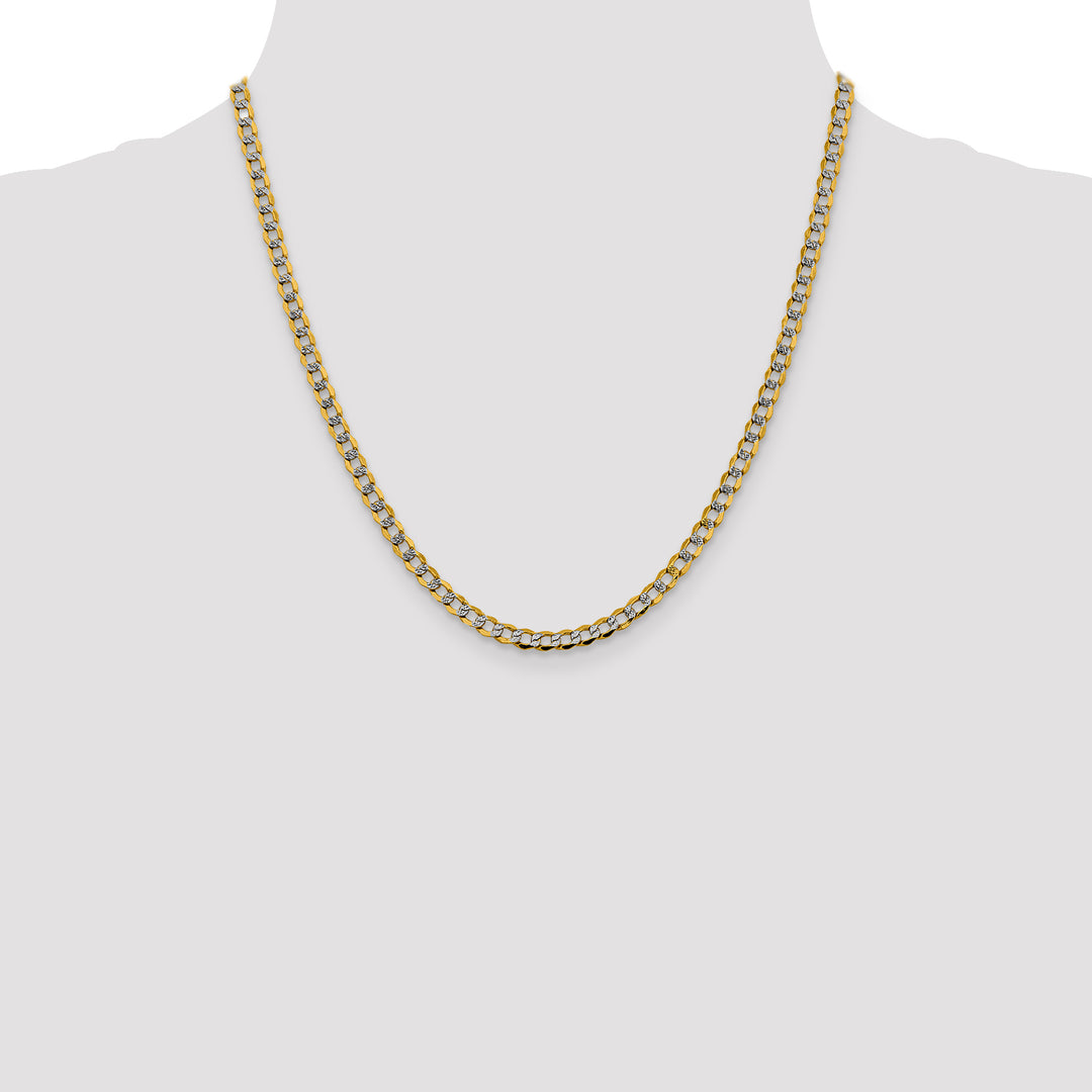 14k 4.3mm Semi-solid with Rhodium PavÃ© Curb Chain