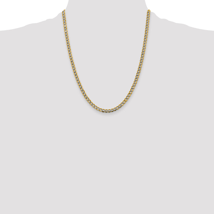 14k 4.3mm Semi-solid with Rhodium PavÃ© Curb Chain