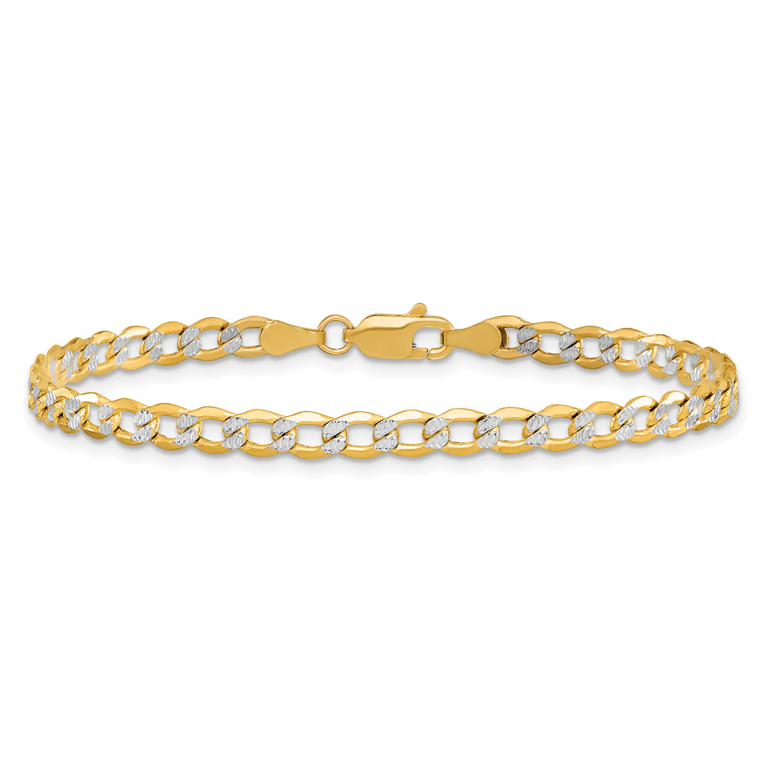 14k 4.3mm Semi-solid with Rhodium PavÃ© Curb Chain