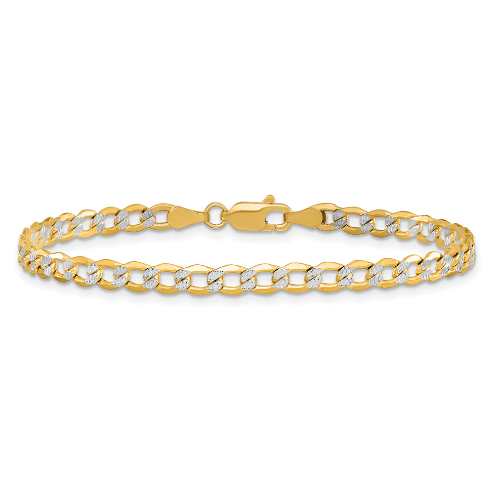 14k 4.3mm Semi-solid with Rhodium PavÃ© Curb Chain