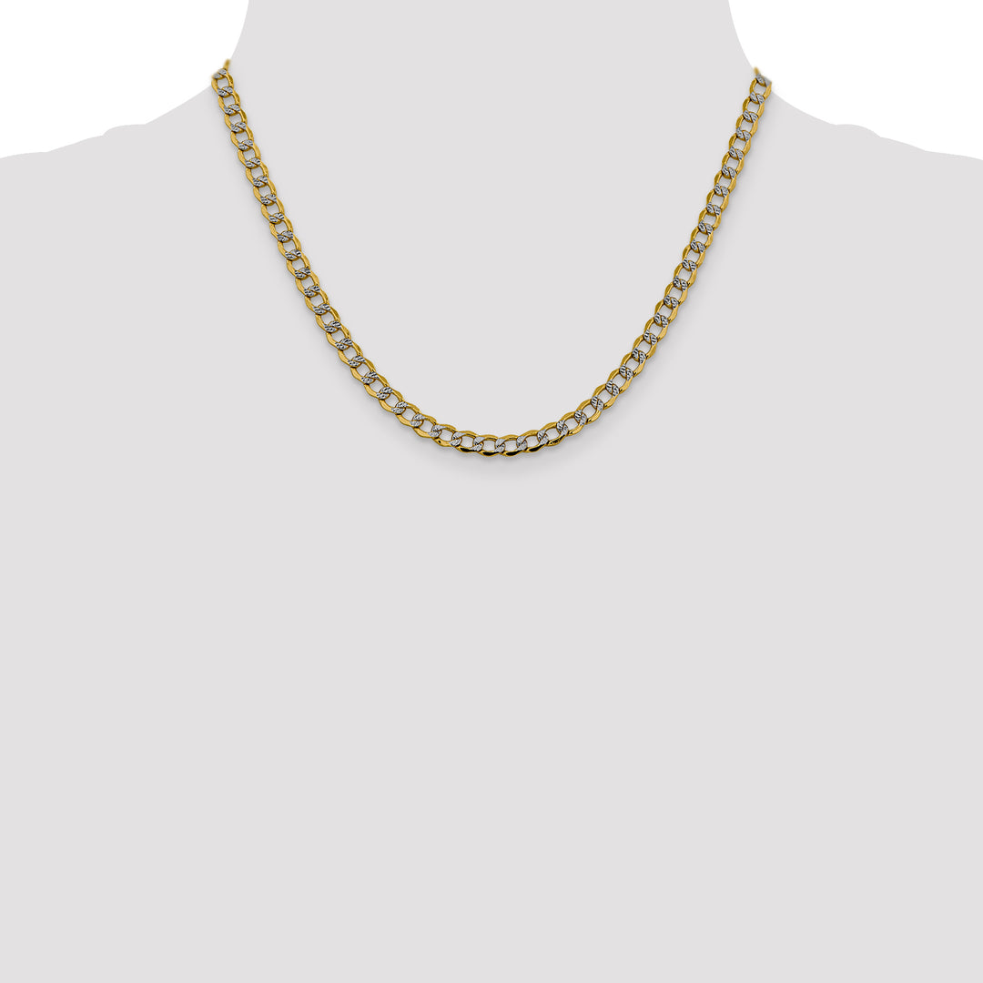 14k 5.2mm Semi-solid with Rhodium PavÃ© Curb Chain