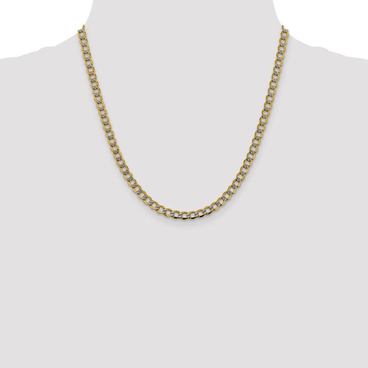 14k 5.2mm Semi-solid with Rhodium PavÃ© Curb Chain