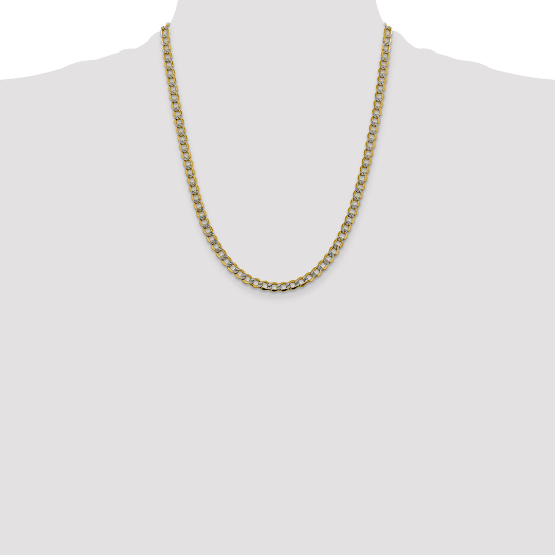 14k 5.2mm Semi-solid with Rhodium PavÃ© Curb Chain