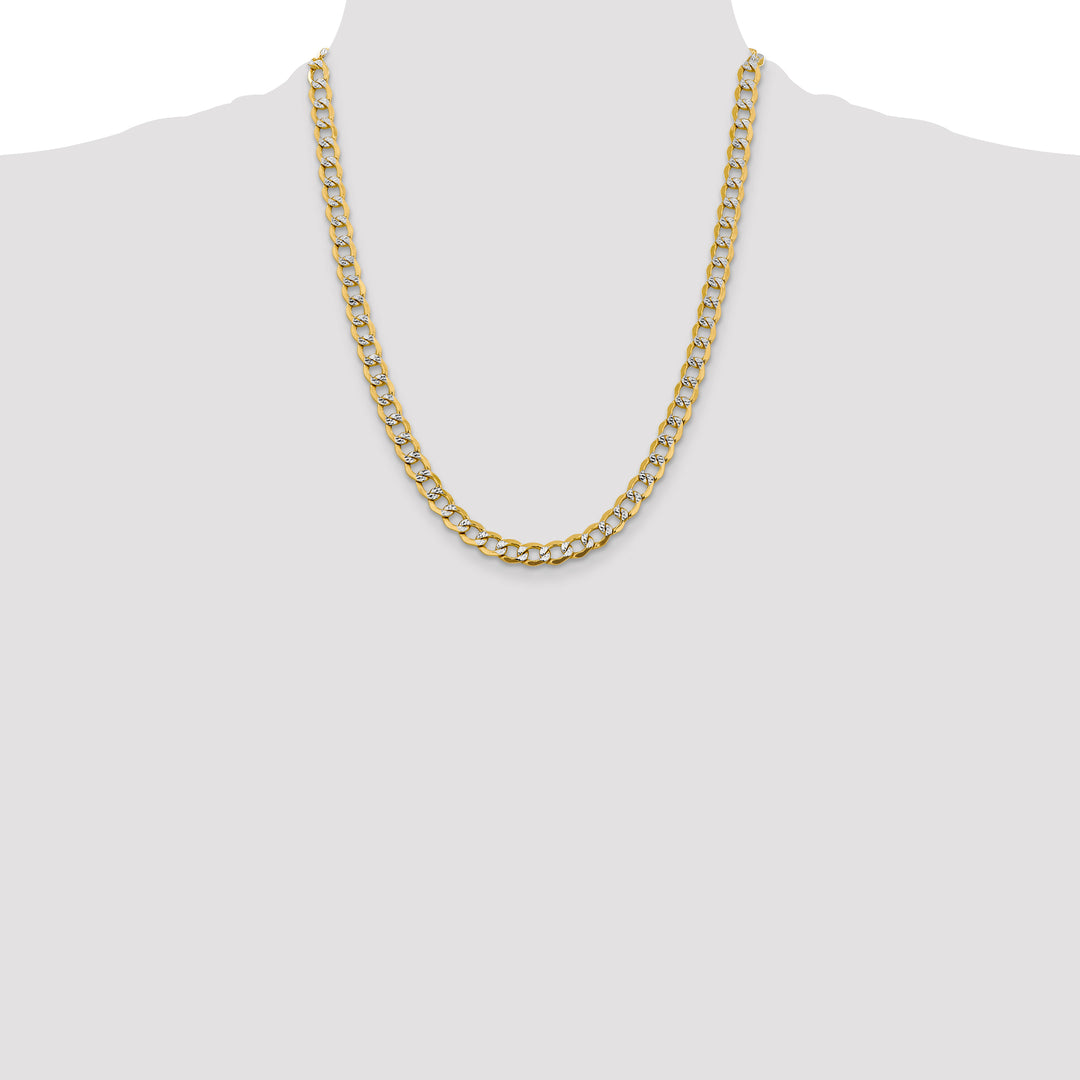 14k 6.75mm Semi-solid with Rhodium PavÃ© Curb Chain