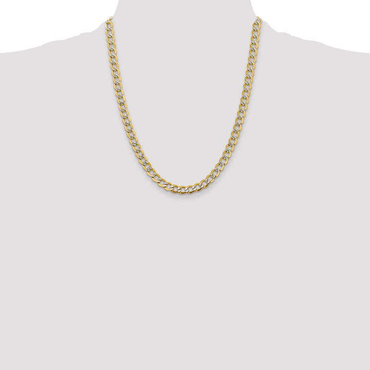 14k 6.75mm Semi-solid with Rhodium PavÃ© Curb Chain