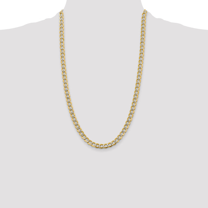 14k 6.75mm Semi-solid with Rhodium PavÃ© Curb Chain