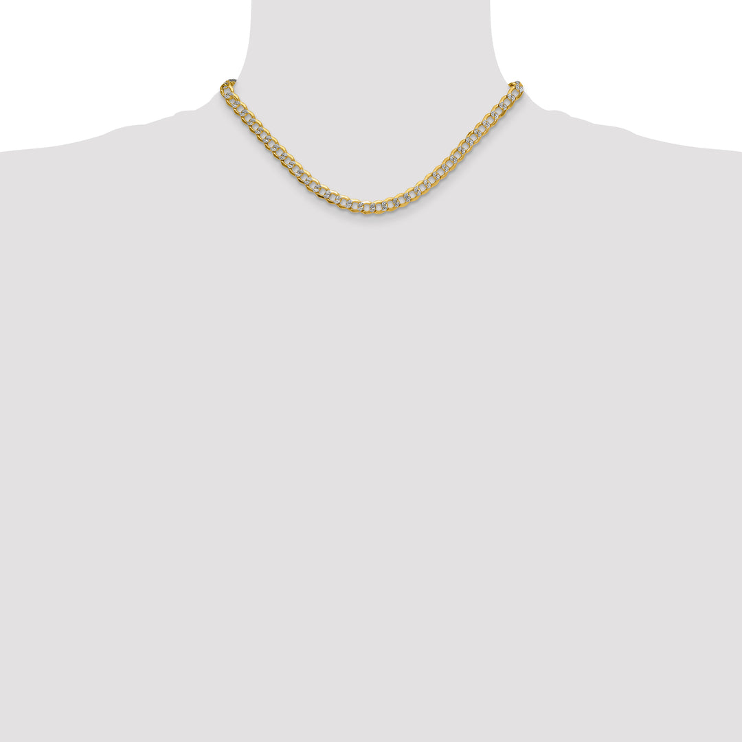 14k 7.1mm Semi-solid with Rhodium PavÃ© Curb Chain