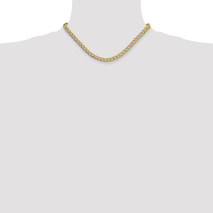 14k 7.1mm Semi-solid with Rhodium PavÃ© Curb Chain