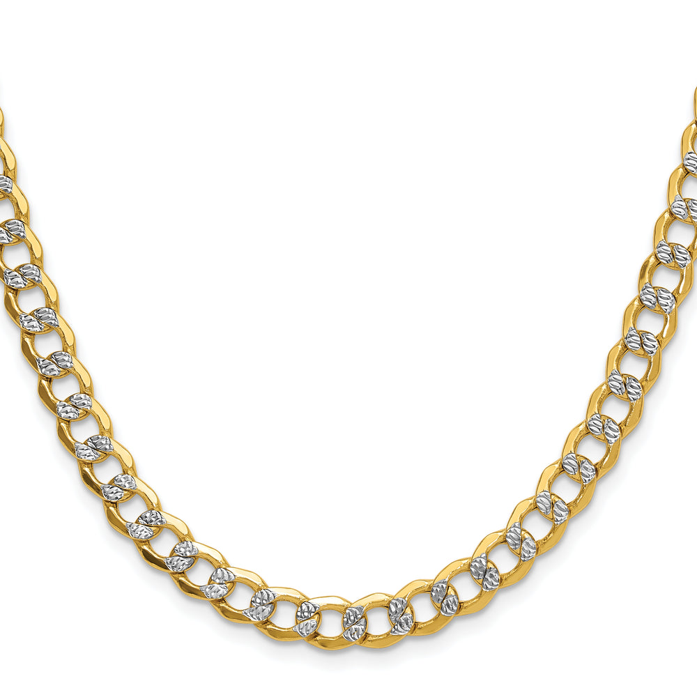 14k 7.1mm Semi-solid with Rhodium PavÃ© Curb Chain