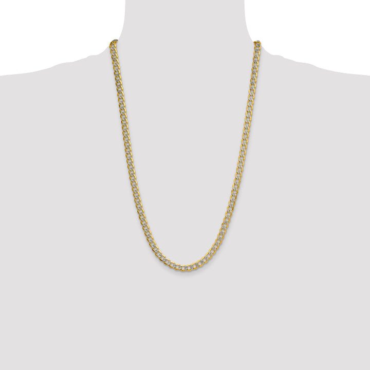 14k 7.1mm Semi-solid with Rhodium PavÃ© Curb Chain