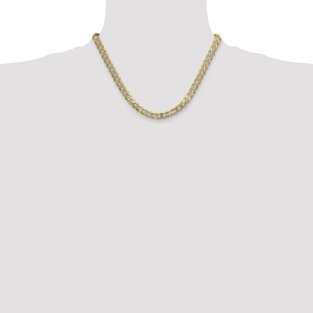 14k 7.75mm Semi-solid with Rhodium PavÃ© Curb Chain