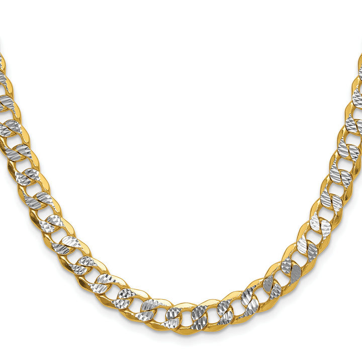 14k 7.75mm Semi-solid with Rhodium PavÃ© Curb Chain