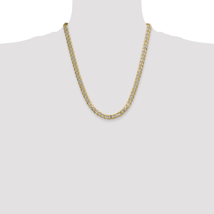 14k 7.75mm Semi-solid with Rhodium PavÃ© Curb Chain
