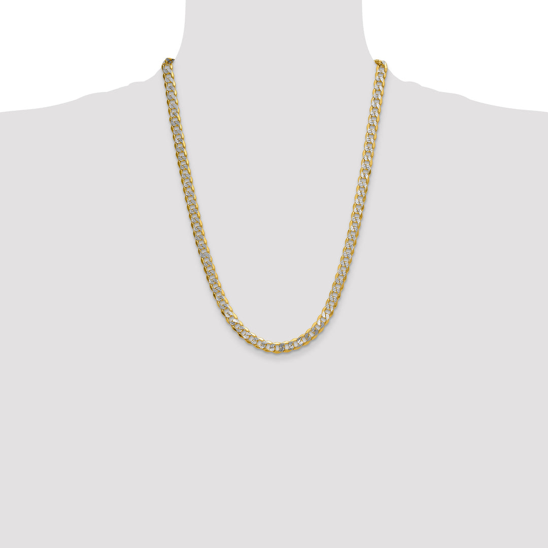 14k 7.75mm Semi-solid with Rhodium PavÃ© Curb Chain