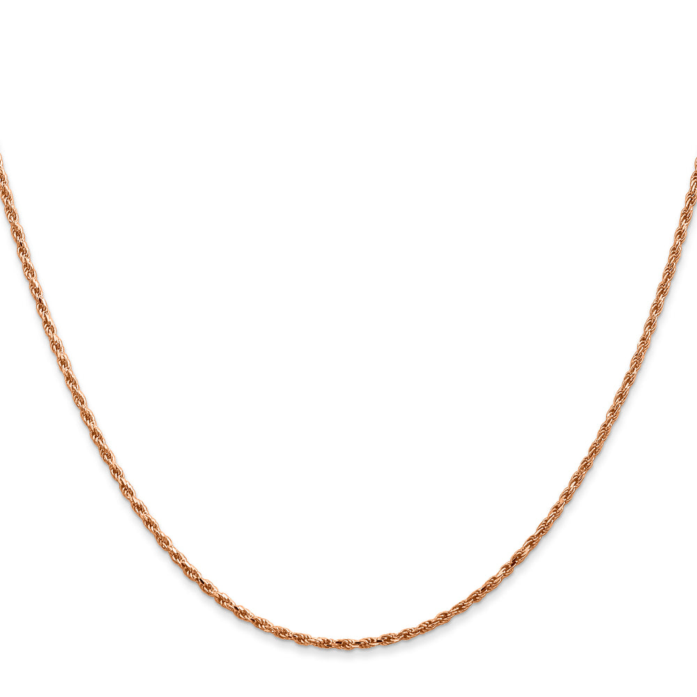 14k Rose Gold 1.5mm D/C Machine-made Rope Chain