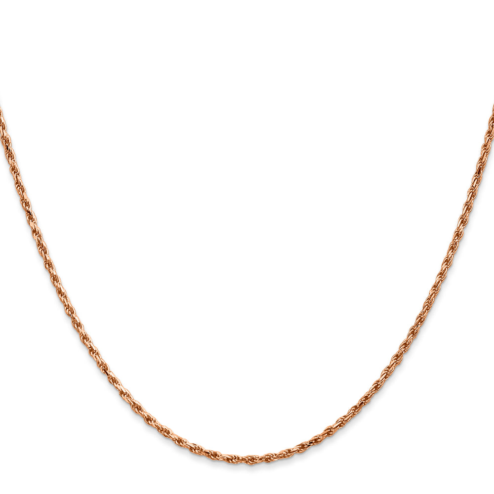 14k Rose Gold 1.8mm D/C Machine-made Rope Chain