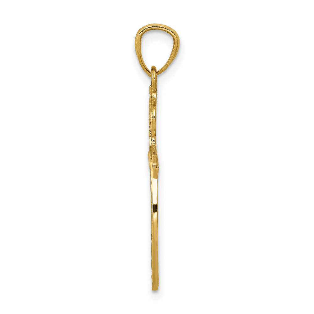 14k Scroll Design Cross Pendant