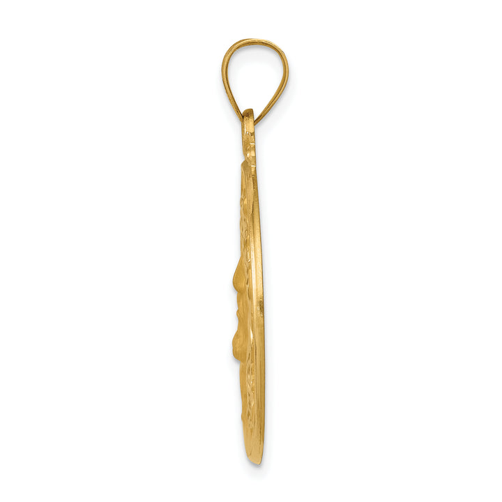 14k Head of Christ Medal Hollow Round Pendant