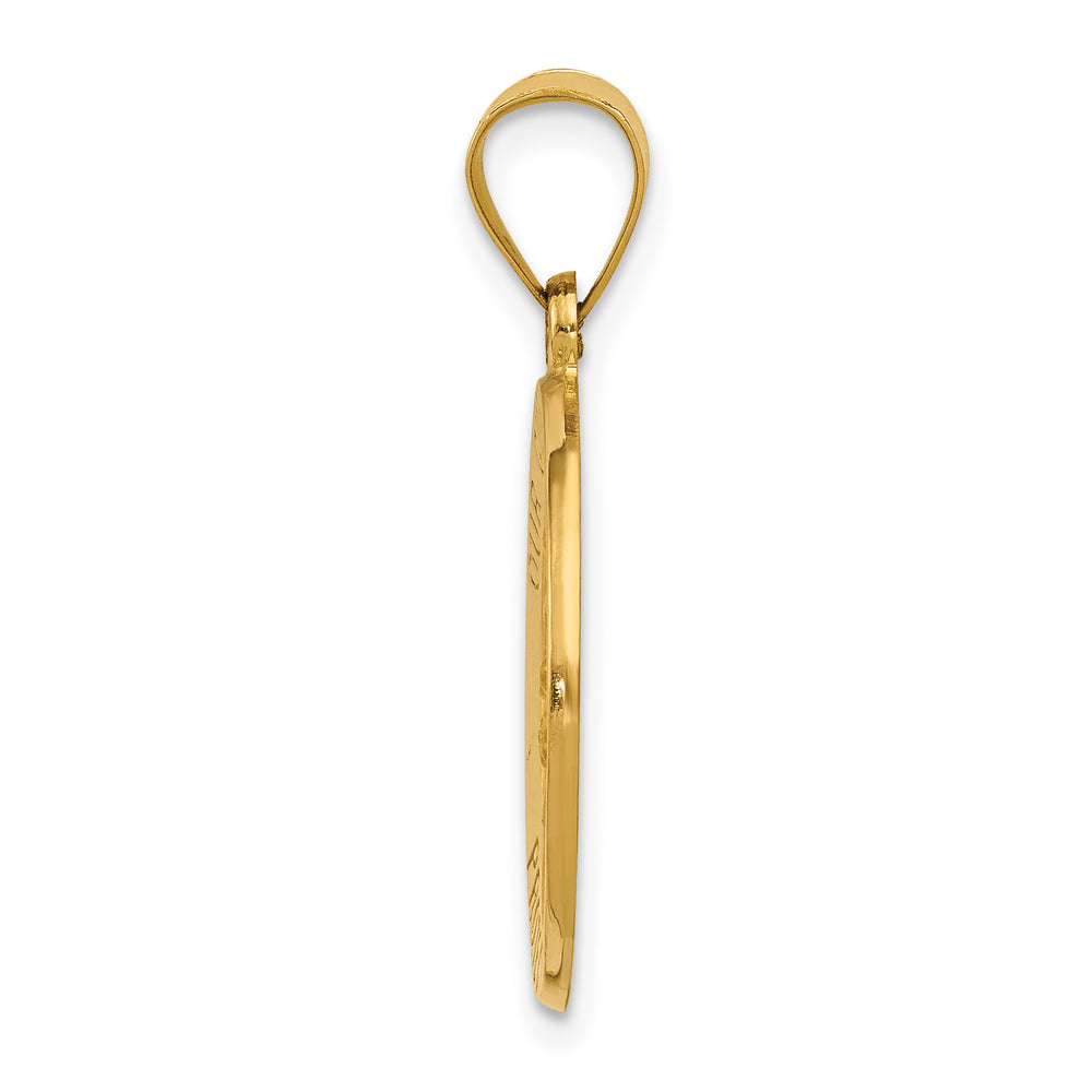 14k Guardian Angel Medal Hollow Pendant