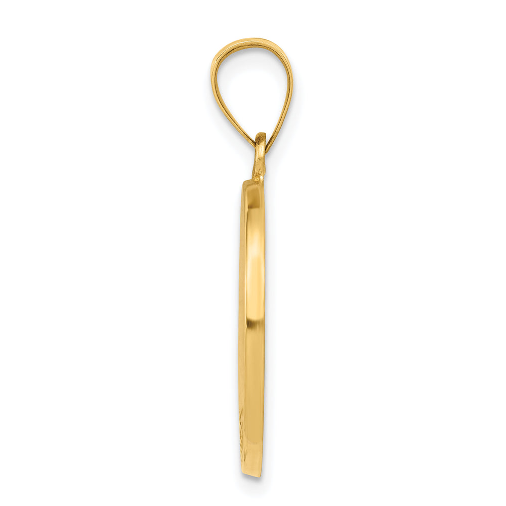 14k Confirmation Medal Hollow Round Pendant