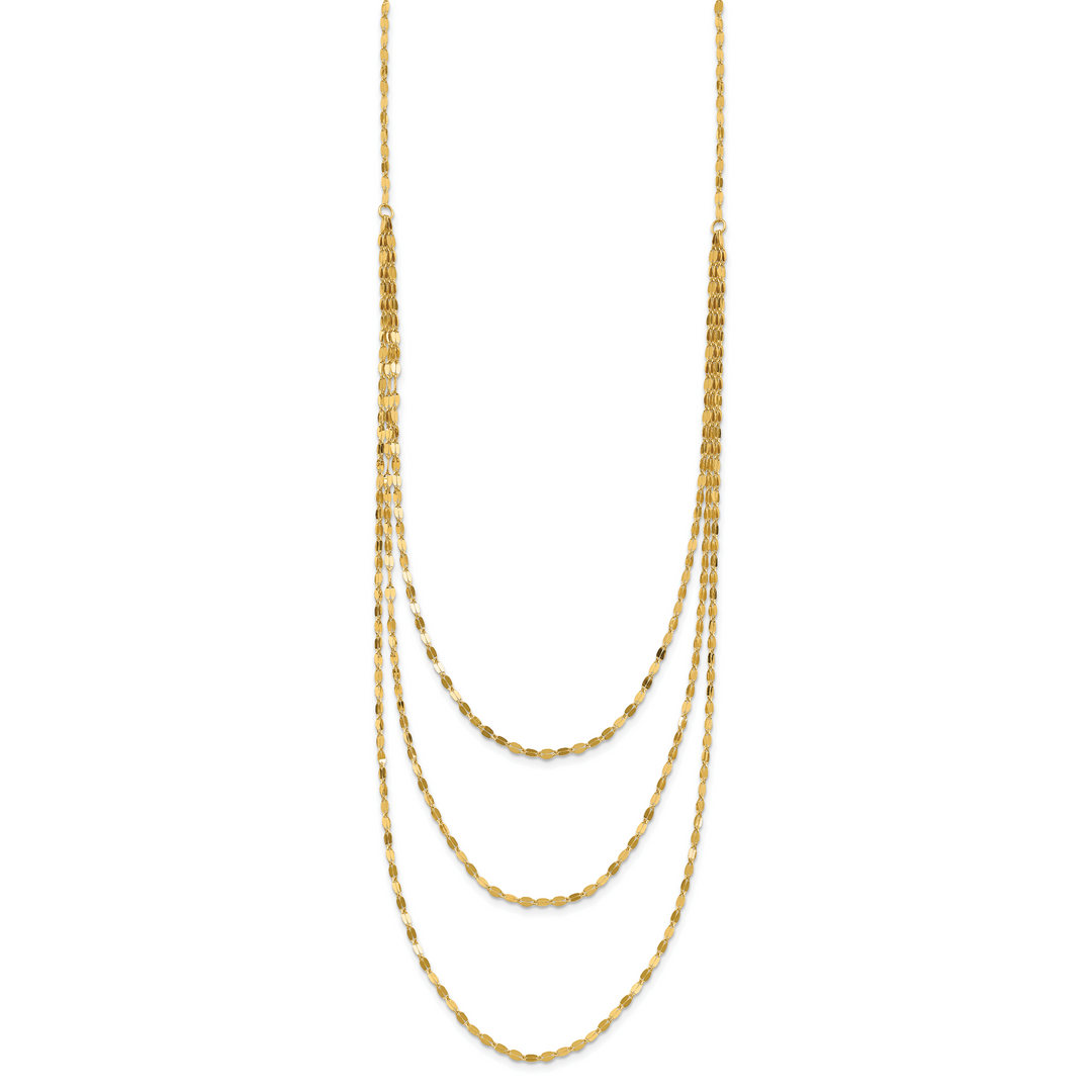 14k Polished Triple Strand Necklace