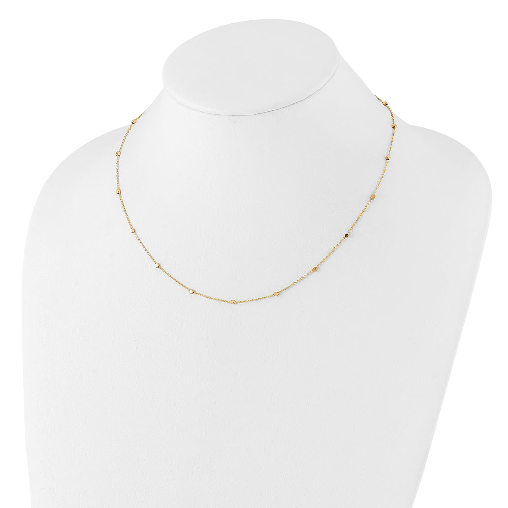 14K Polished Cube Stations w/ 2in ext. Necklace