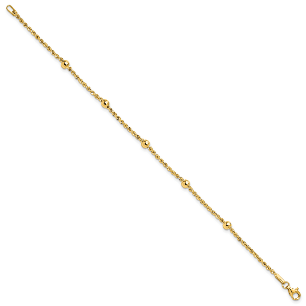 14k D/C Beaded Rope Chain Bracelet