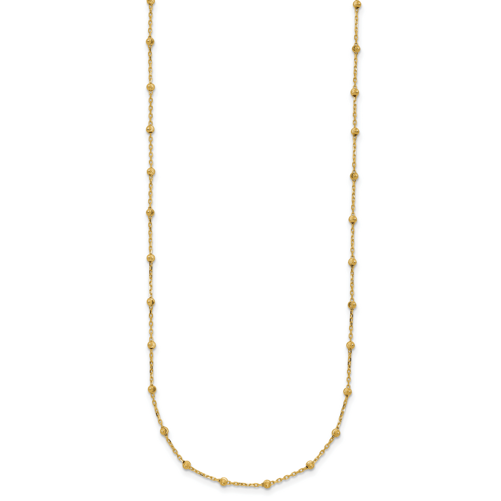 14K Polished and Diamond-cut Beaded Necklace
