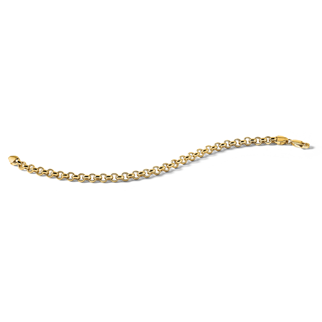 14k 7.5in 5mm Polished Fancy Rolo Link Bracelet