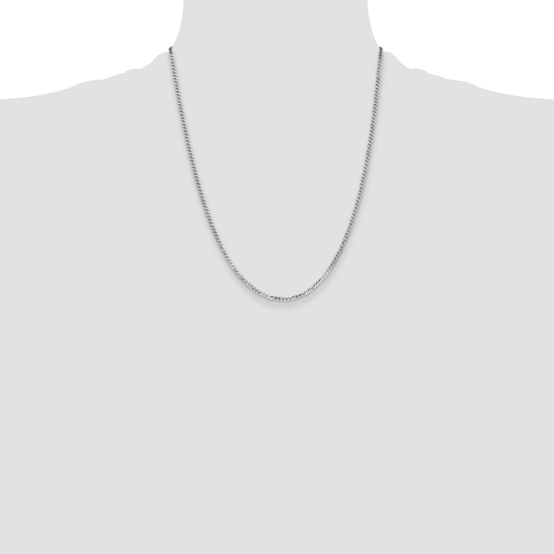 14k White Gold 2.2mm Flat Beveled Curb Chain