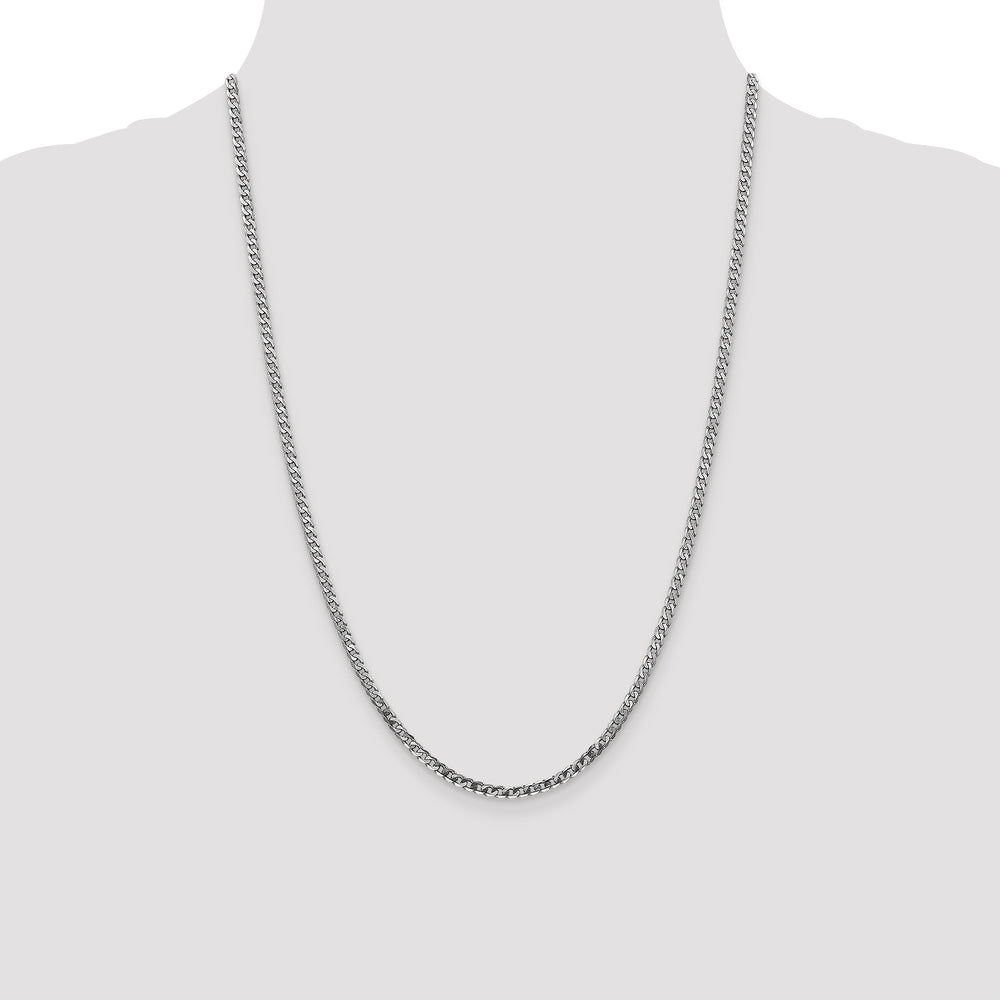 14k White Gold 2.9mm Flat Beveled Curb Chain