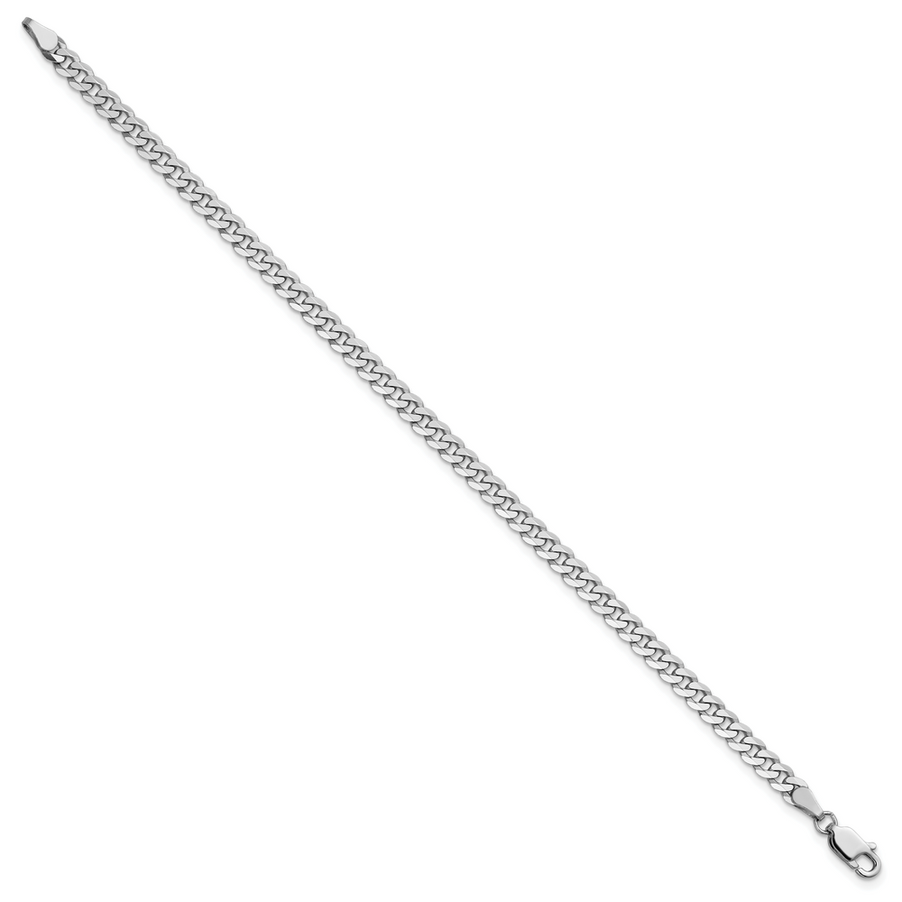 14k White Gold 3.9mm Flat Beveled Curb Chain