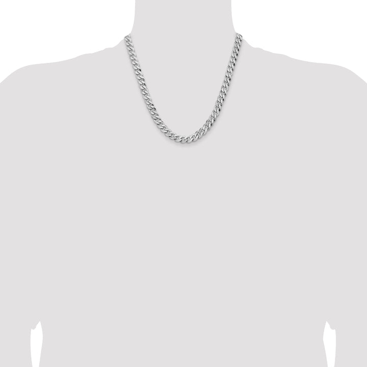 14k White Gold 8mm Flat Beveled Curb Chain
