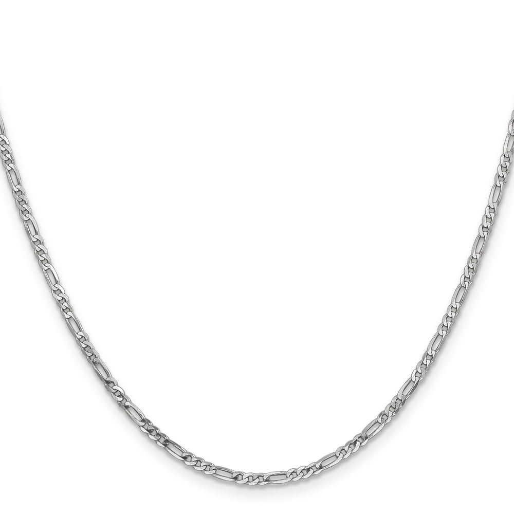 14k White Gold 2.25mm Flat Figaro Chain