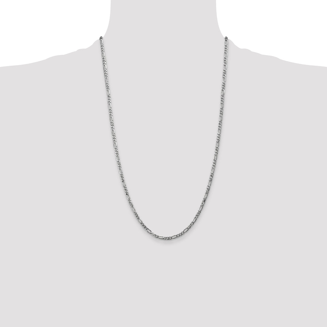 14k White Gold 3mm Flat Figaro Chain