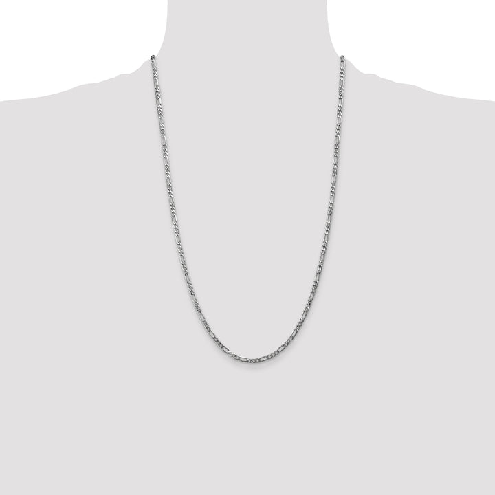 14k White Gold 3mm Flat Figaro Chain