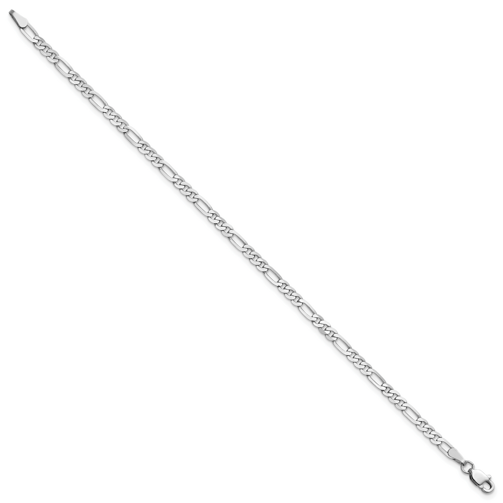 14k White Gold 3mm Flat Figaro Chain Anklet