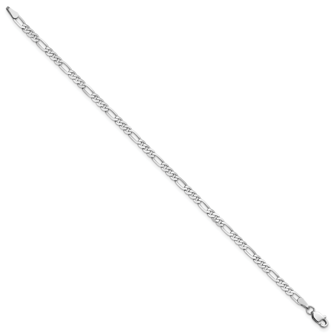 14k White Gold 3mm Flat Figaro Chain Anklet