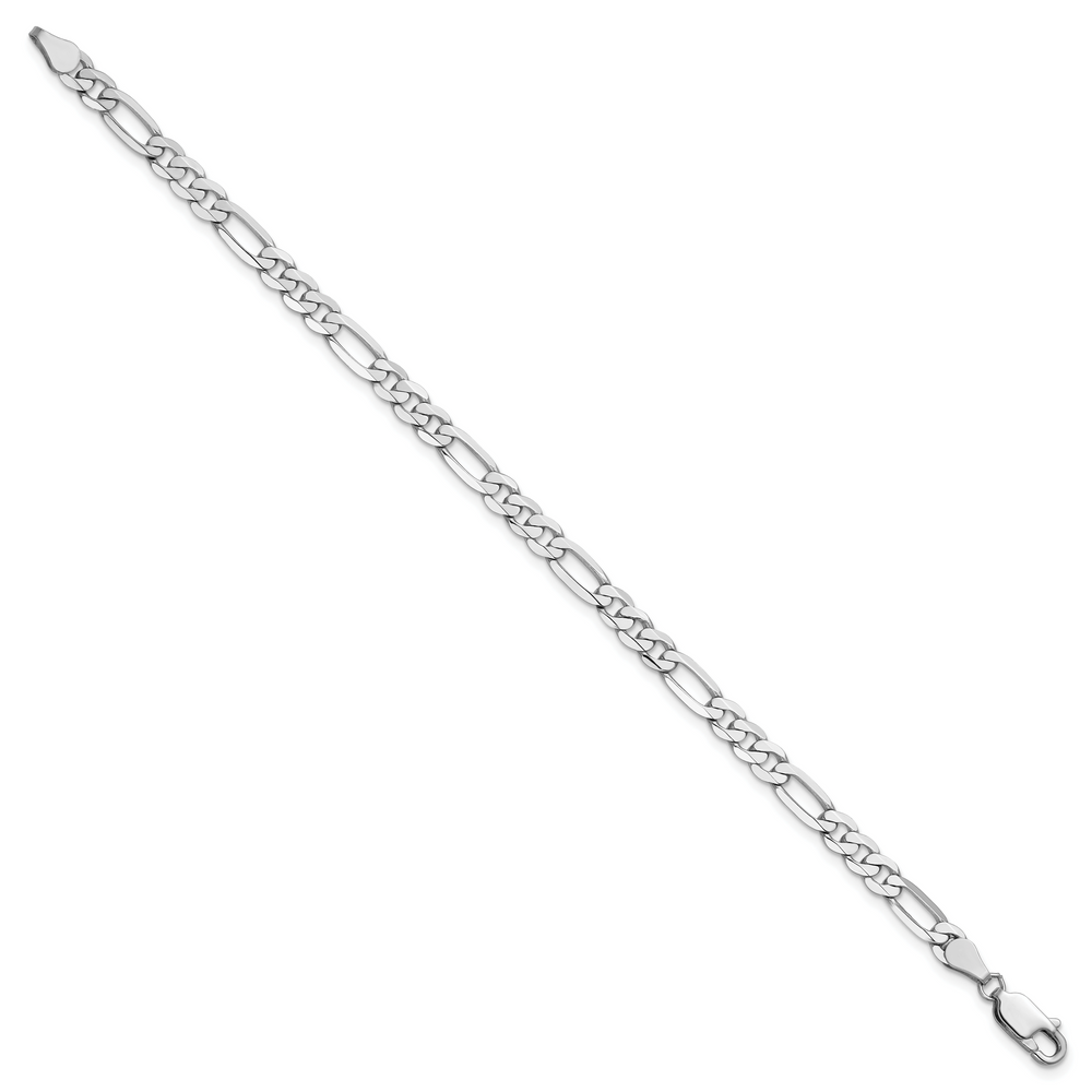 14k White Gold 4.5mm Flat Figaro Chain