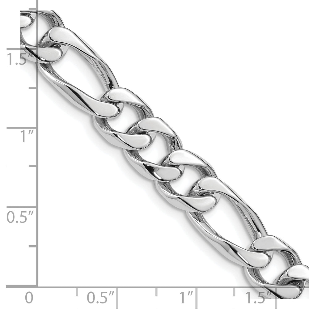 14k White Gold 9mm Hand-polished Figaro Link Chain