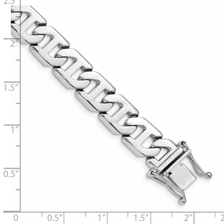 14k White Gold 10.2mm Hand-polished Fancy Link Bracelet