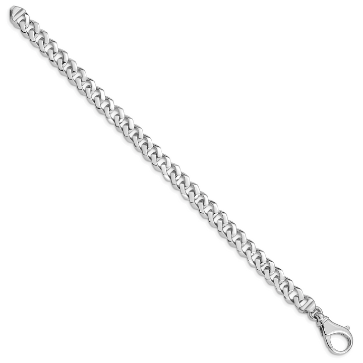 14k WG 8mm Hand-polished Fancy Link Bracelet