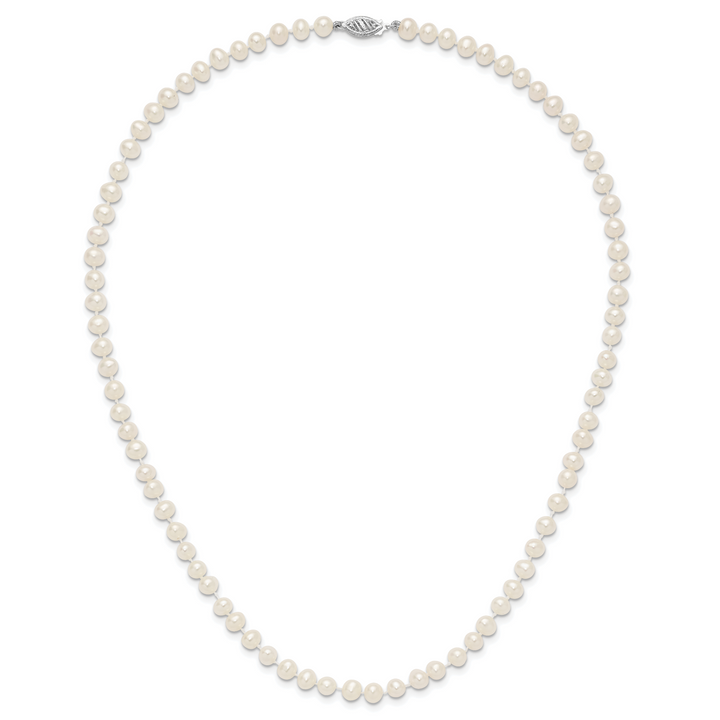14k WG 5-6mm Near Rnd Wht Freshwater Cultured Pearl 18in Necklace